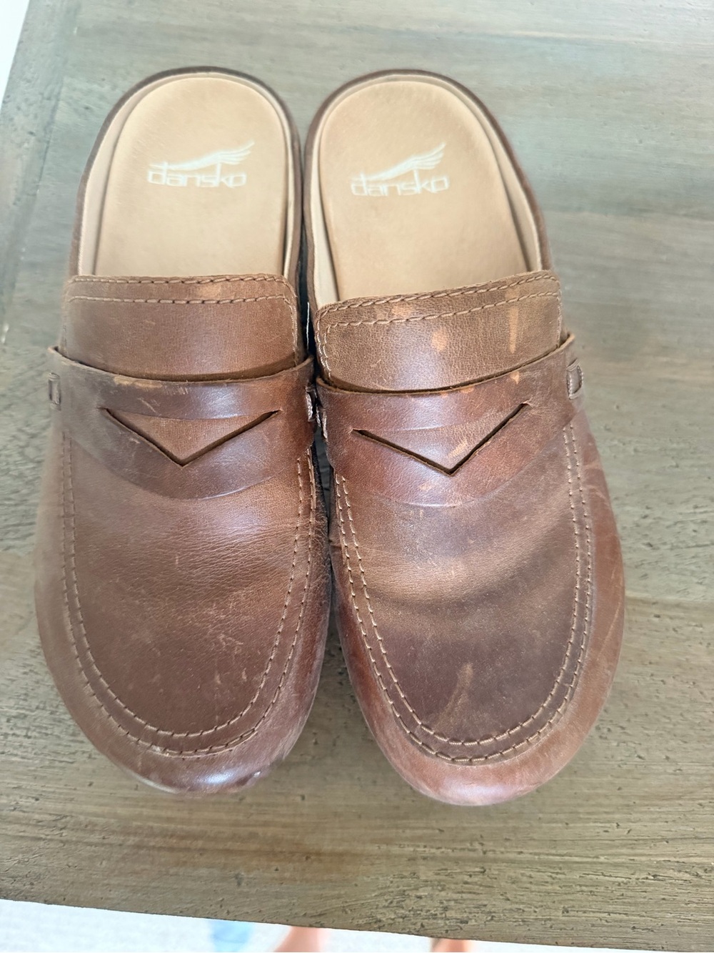 Dansko Brown Leather Slip-On Clog Mules